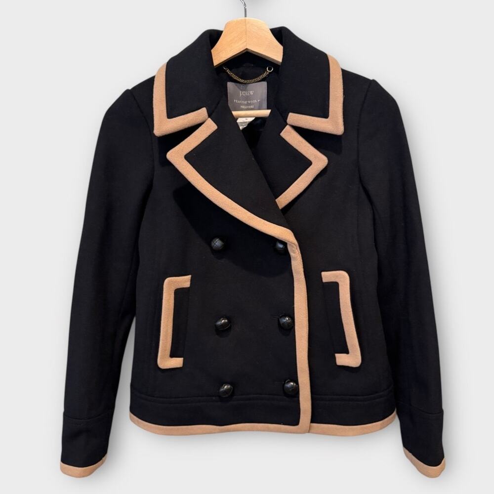 J. Crew Peacoat Wool by Nello Gori black tan Size 00